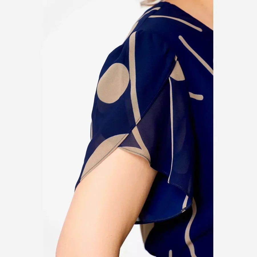 Iris | Marine Polkadot Jurk