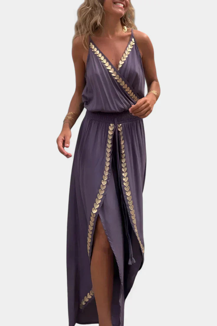 Olivia | Unieke Jumpsuit met Gouden Details en Beensplit