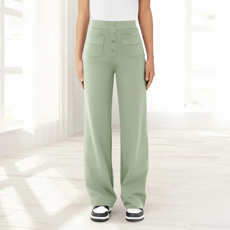 Corrie | Broek met Hoge Taille en Wijde Pijp