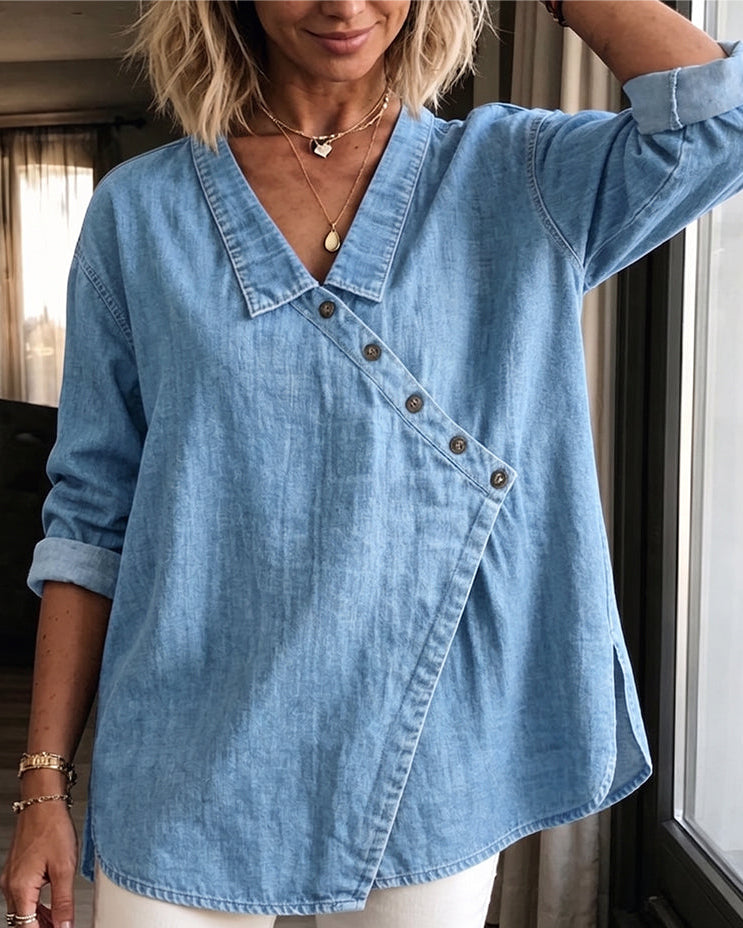 Janke | Blouse met Schuine Knoopsluiting