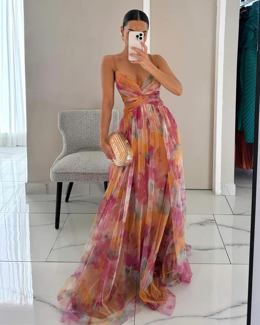 Van Straaten Roselle Luxe Maxi Jurk met Bloemenprint
