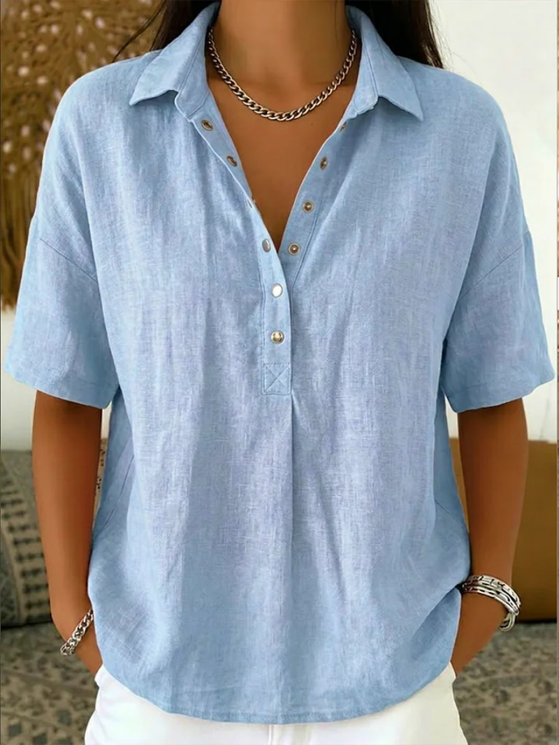 Van Straaten Elara Elegante Blouse met Kraag & Knopdetails