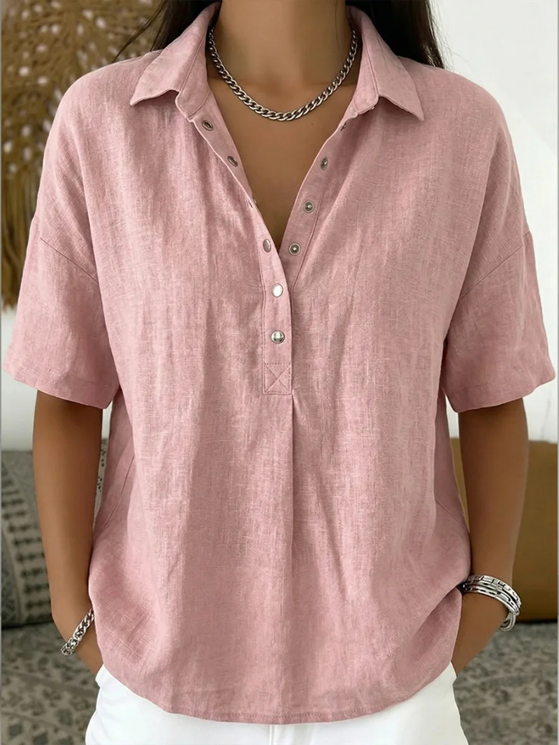 Van Straaten Elara Elegante Blouse met Kraag & Knopdetails