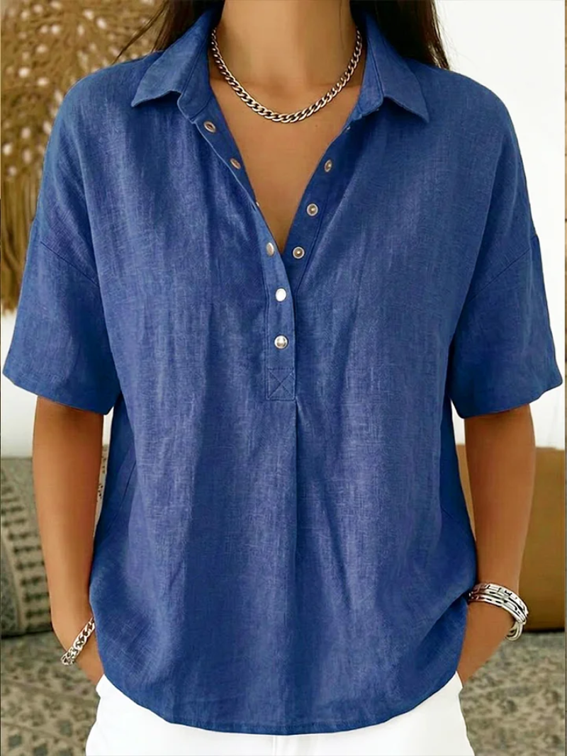 Van Straaten Elara Elegante Blouse met Kraag & Knopdetails