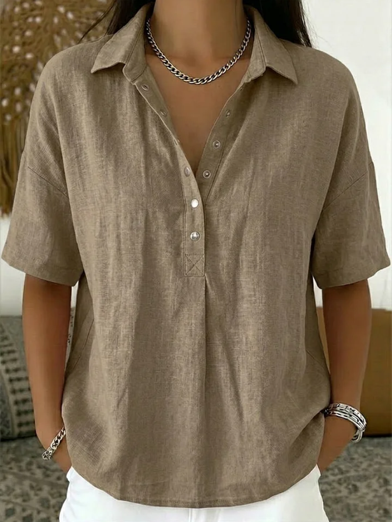 Van Straaten Elara Elegante Blouse met Kraag & Knopdetails