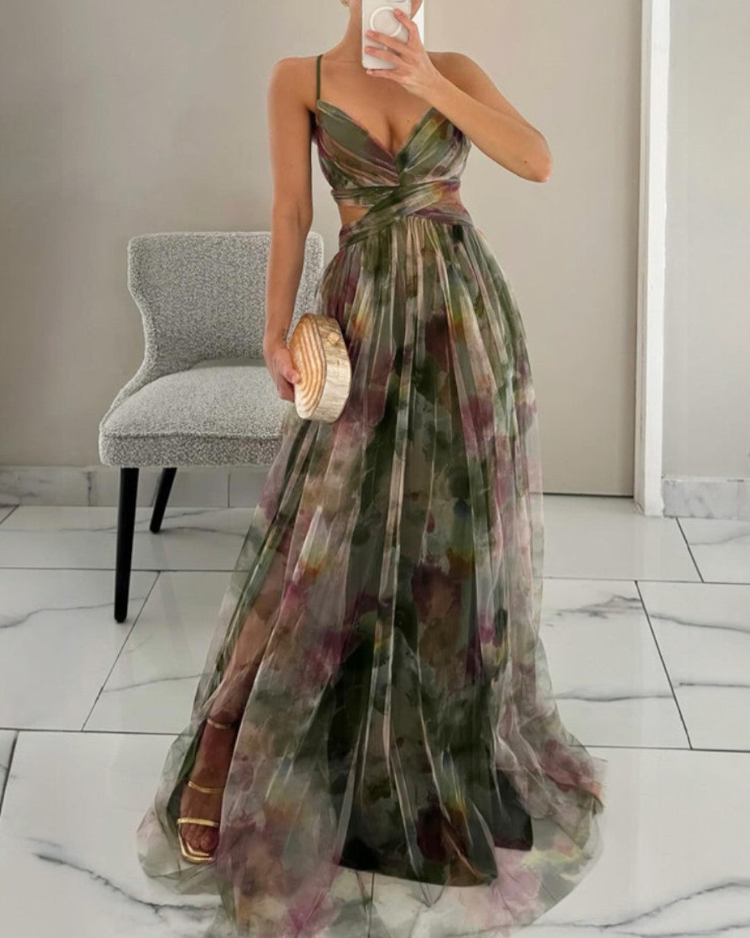 Van Straaten Roselle Luxe Maxi Jurk met Bloemenprint