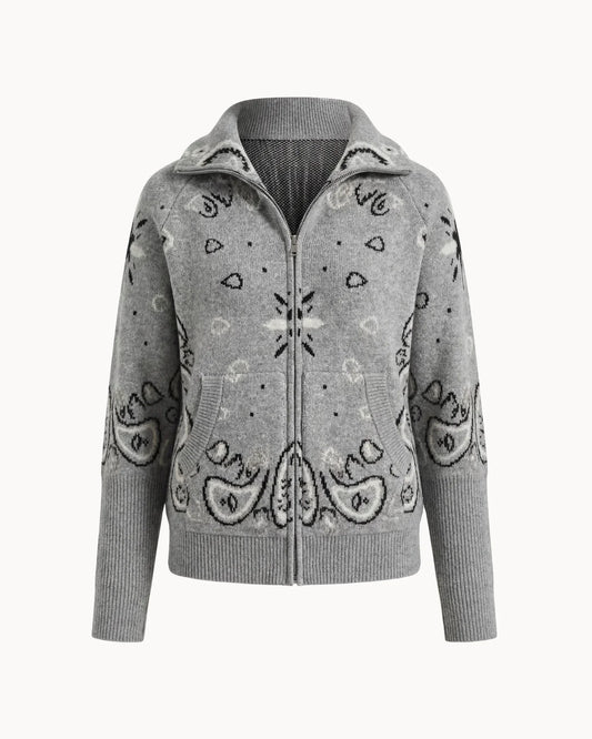 Tineke | Vest met Rits en Paisleyprint