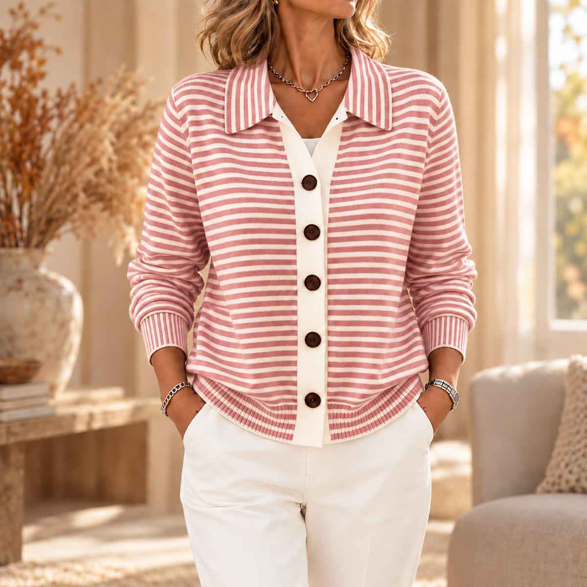 Willy | Gestreept Vest met Kraag