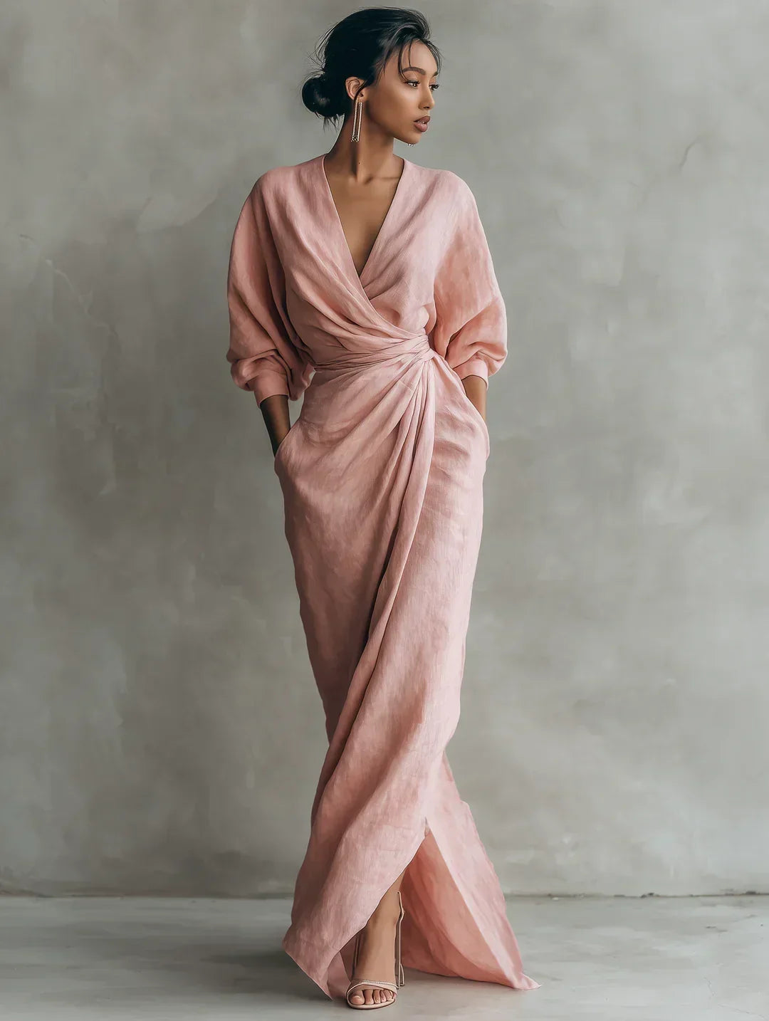 Christel | Elegante maxi wikkeljurk met gedrapeerde taille