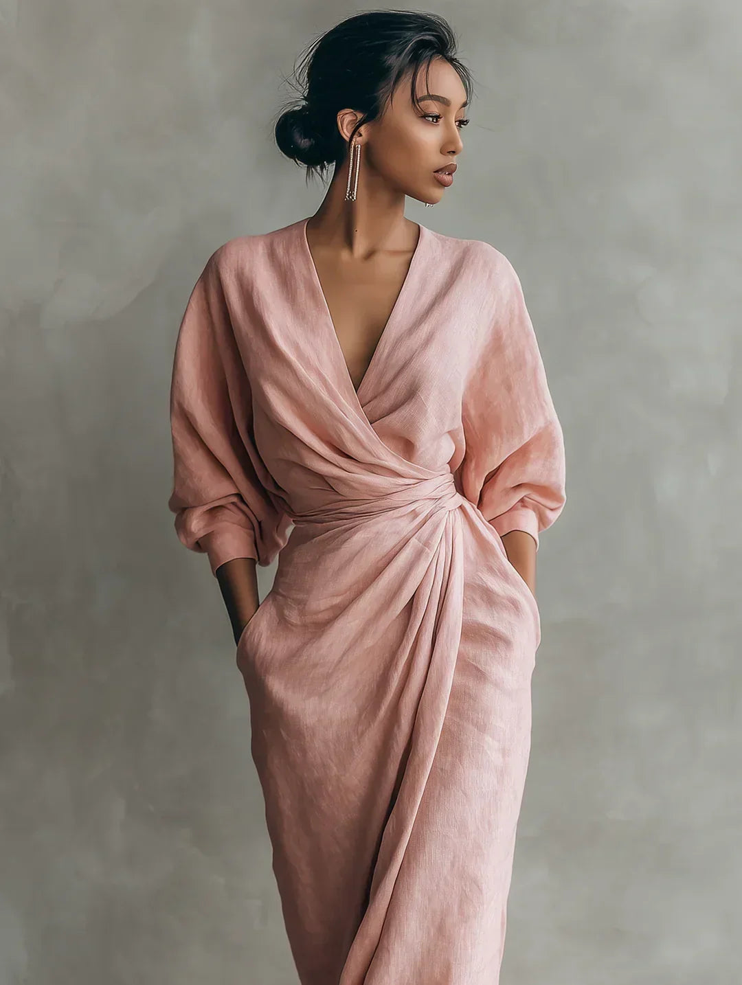 Christel | Elegante maxi wikkeljurk met gedrapeerde taille