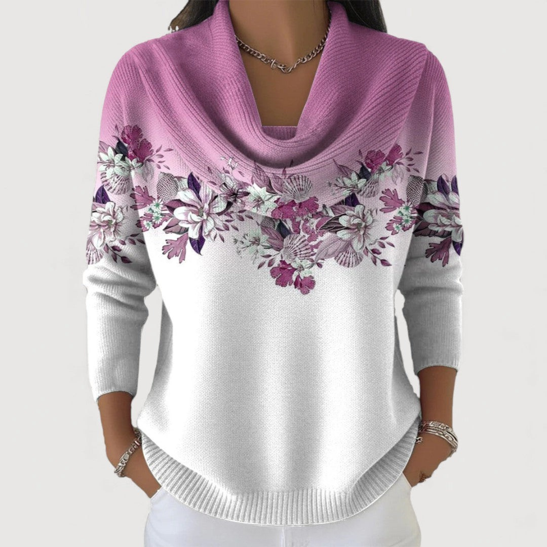 Van Straaten Florena Luxe Bloemen Trui met Zachte Halslijn