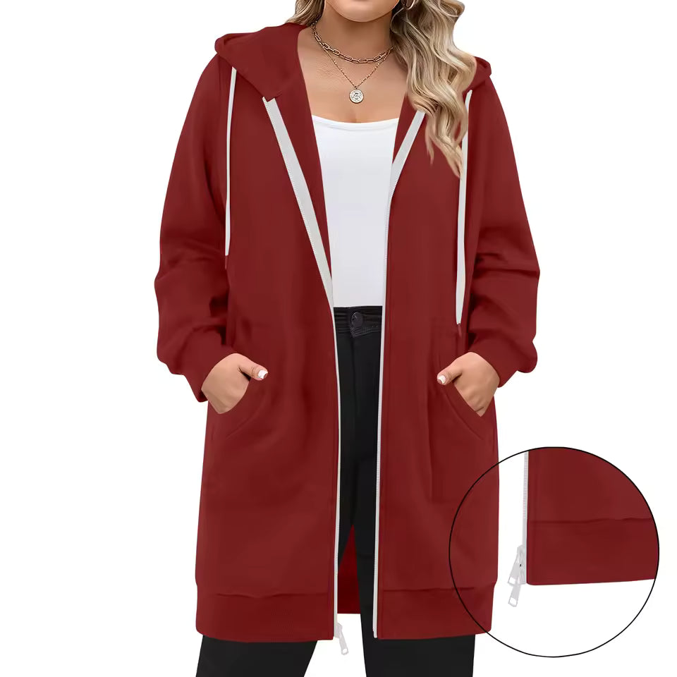 Fenna | Lang Vest met Capuchon en Rits