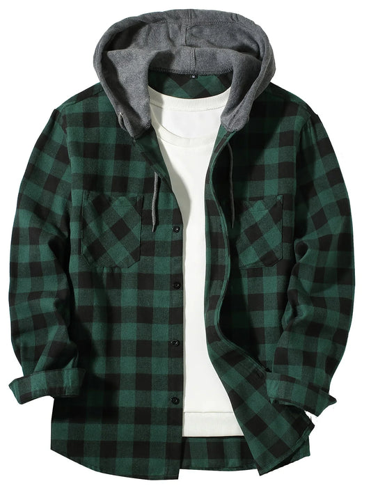 Jurjen | Geruit Overshirt met Capuchon