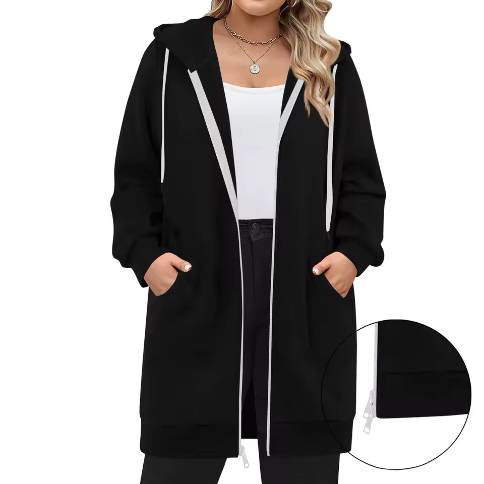 Fenna | Lang Vest met Capuchon en Rits