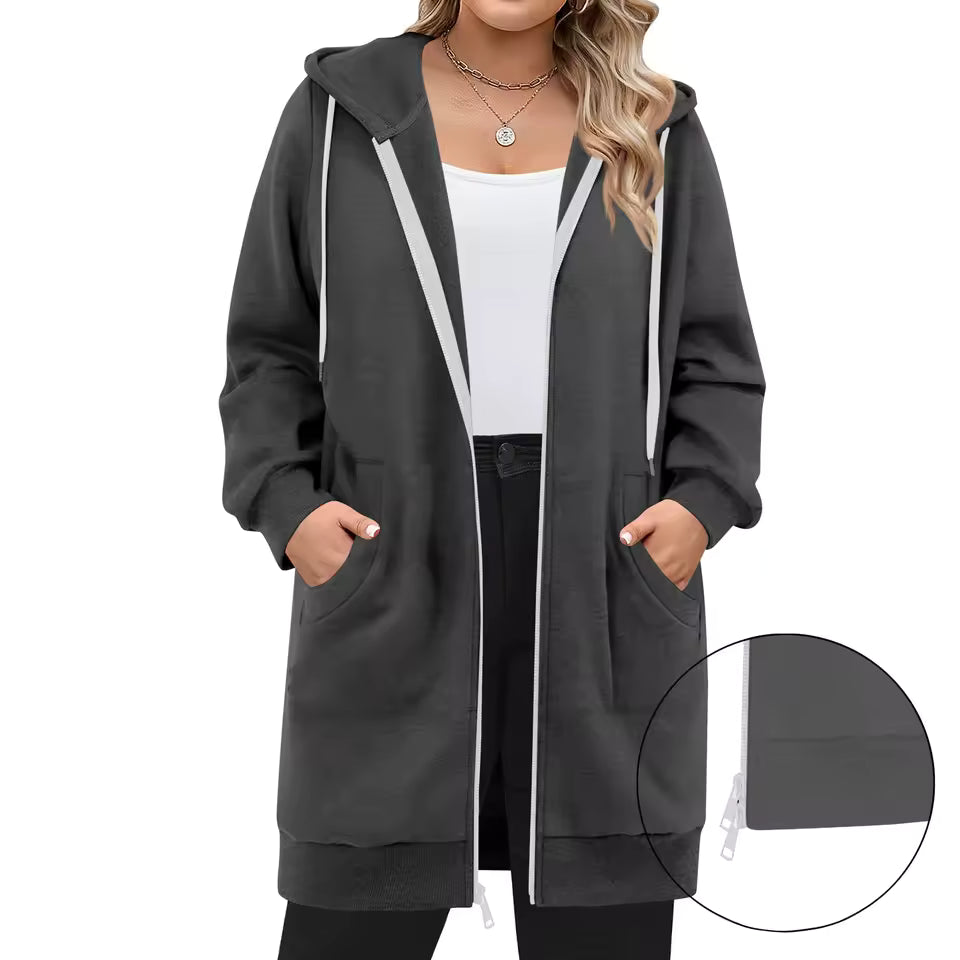 Fenna | Lang Vest met Capuchon en Rits