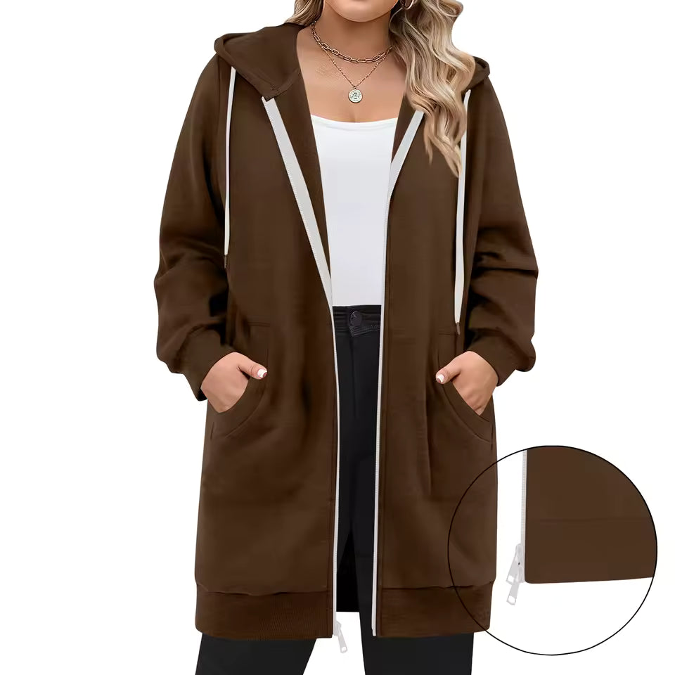 Fenna | Lang Vest met Capuchon en Rits
