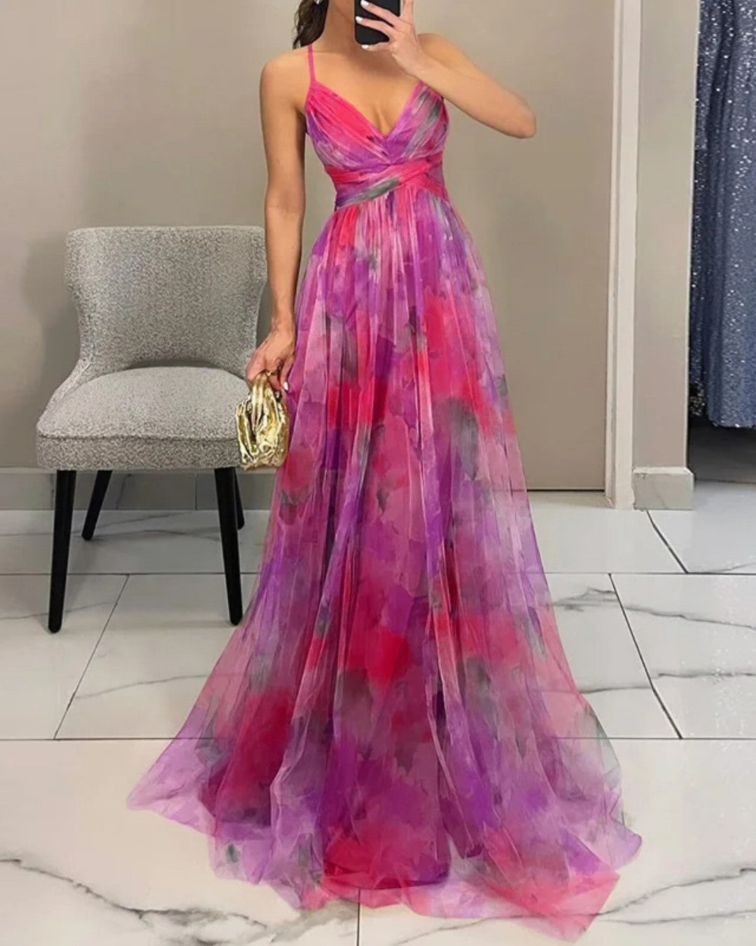 Van Straaten Roselle Luxe Maxi Jurk met Bloemenprint