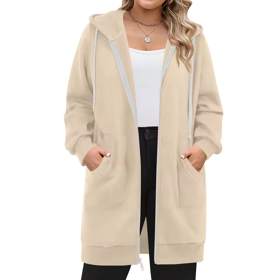 Fenna | Lang Vest met Capuchon en Rits