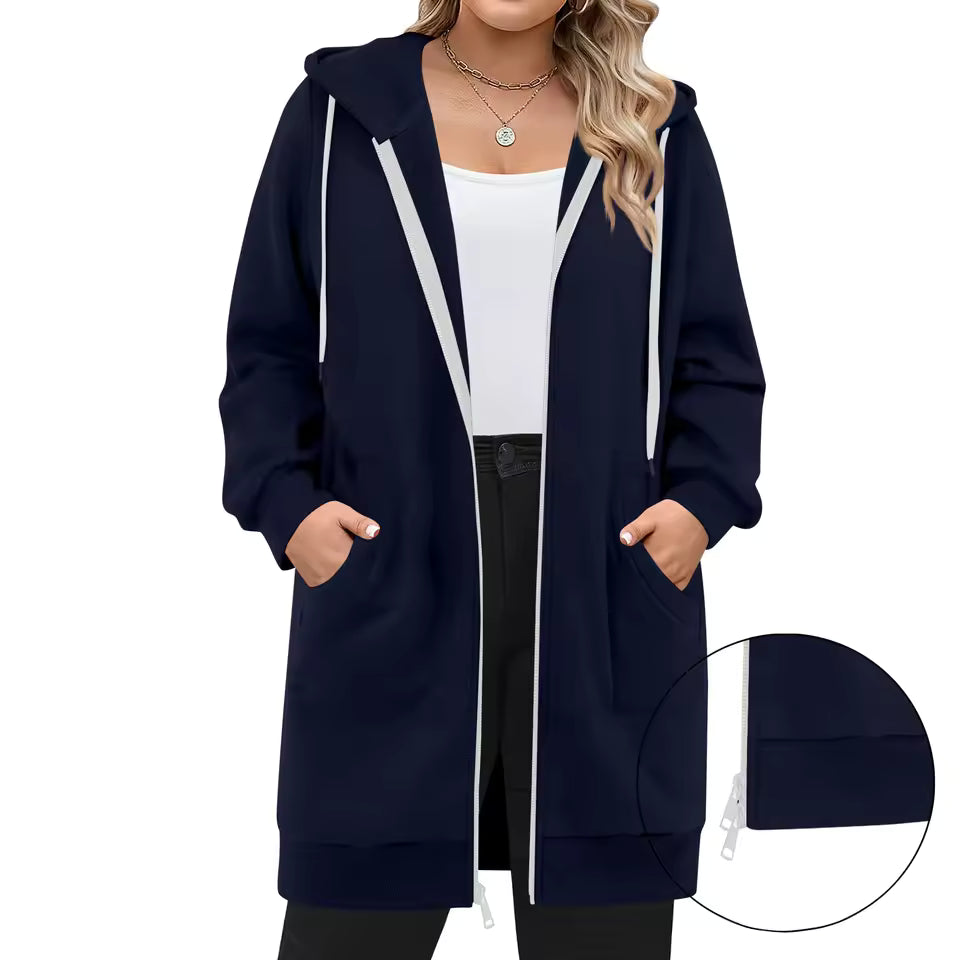 Fenna | Lang Vest met Capuchon en Rits