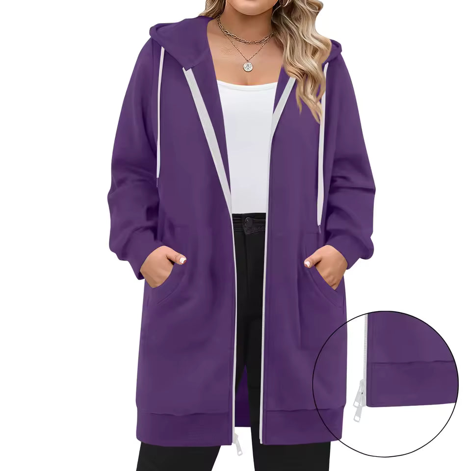 Fenna | Lang Vest met Capuchon en Rits