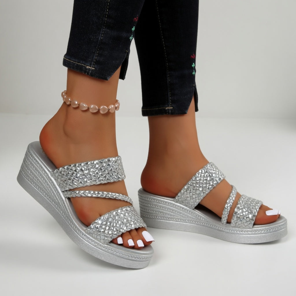 Nori | Gekleurde Gevlochten Wedge Mule