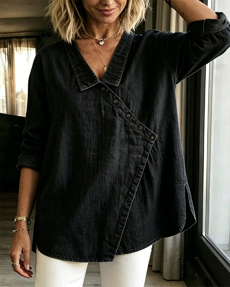 Janke | Blouse met Schuine Knoopsluiting