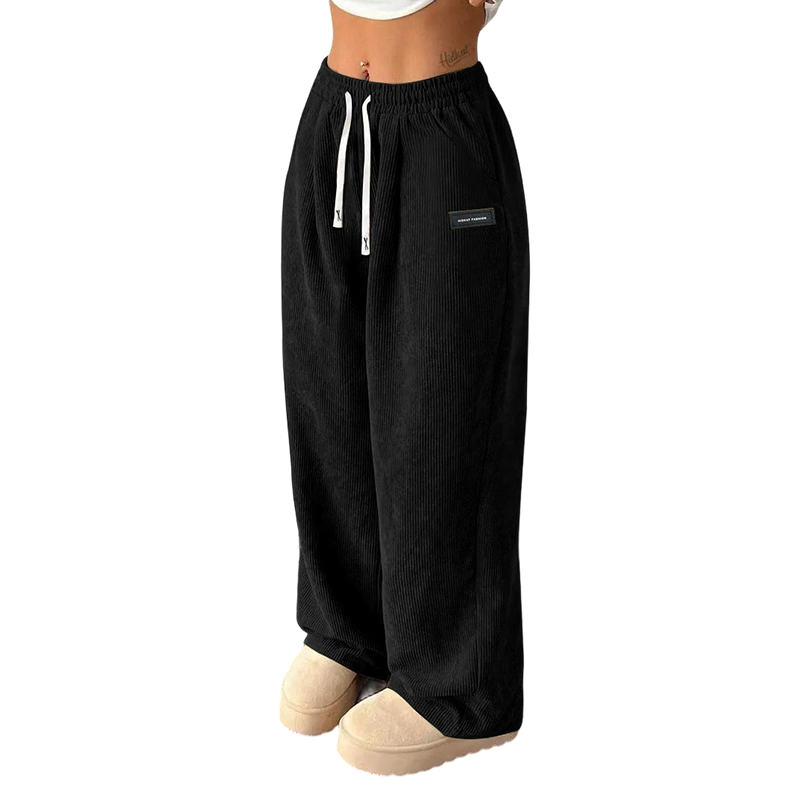 Dora | Ribfluwelen Broek met Wijde Pijp