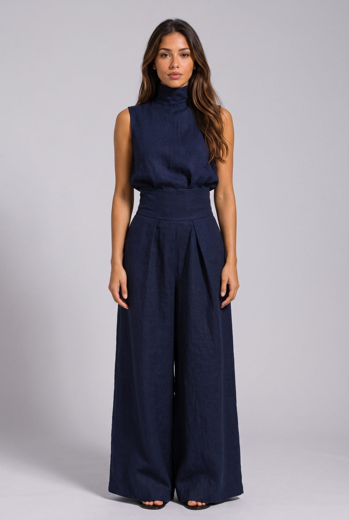 Flore | Linnen Wijdbeens Jumpsuit