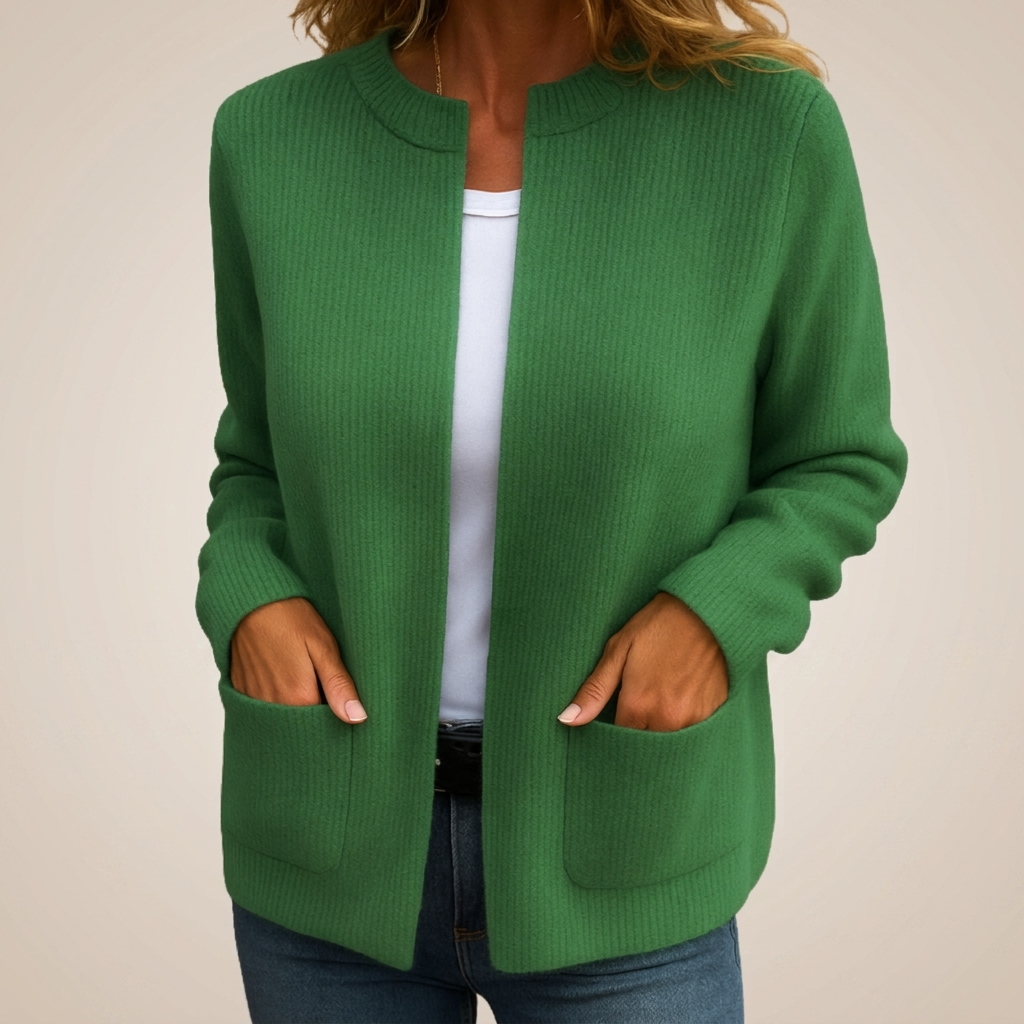 Janny | Ribgebreid Vest met Zakken