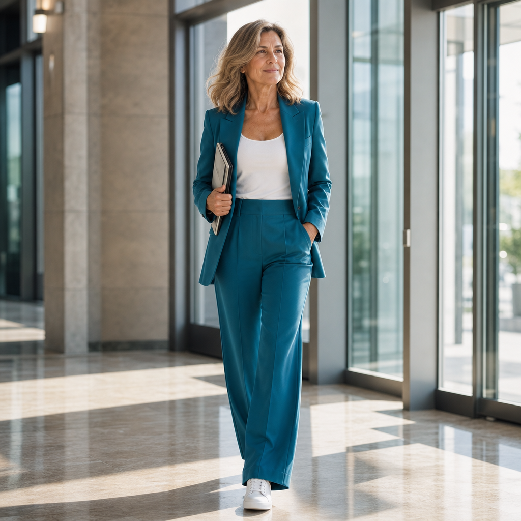 Mina | Elegant Tweedelig Damespak met Wijde Broek