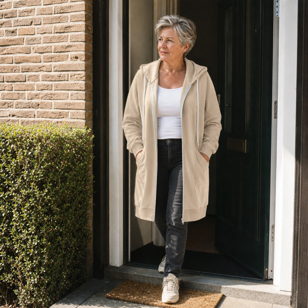 Fenna | Lang Vest met Capuchon en Rits