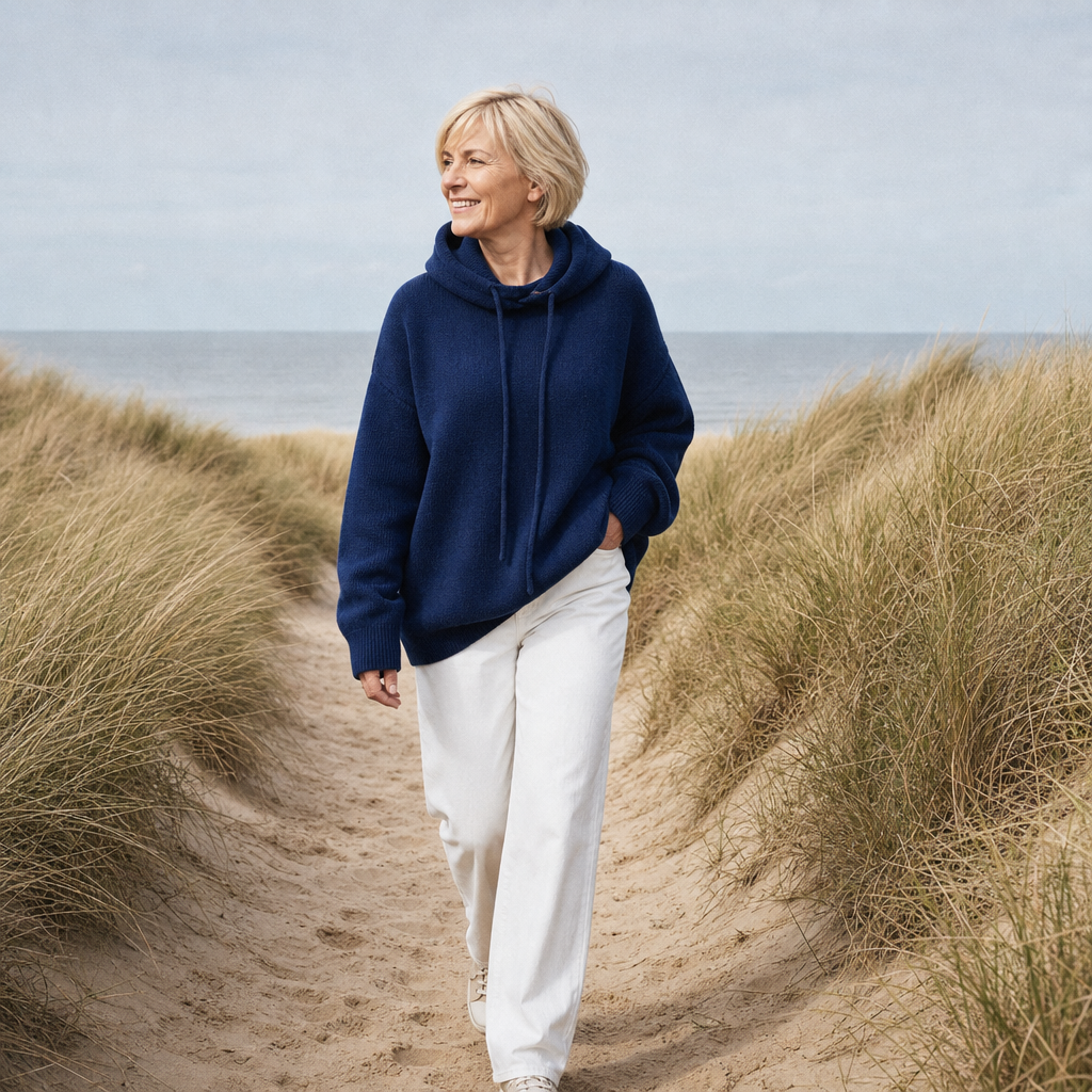 Nelleke | Gebreide Hoodie met Wijde Kraag