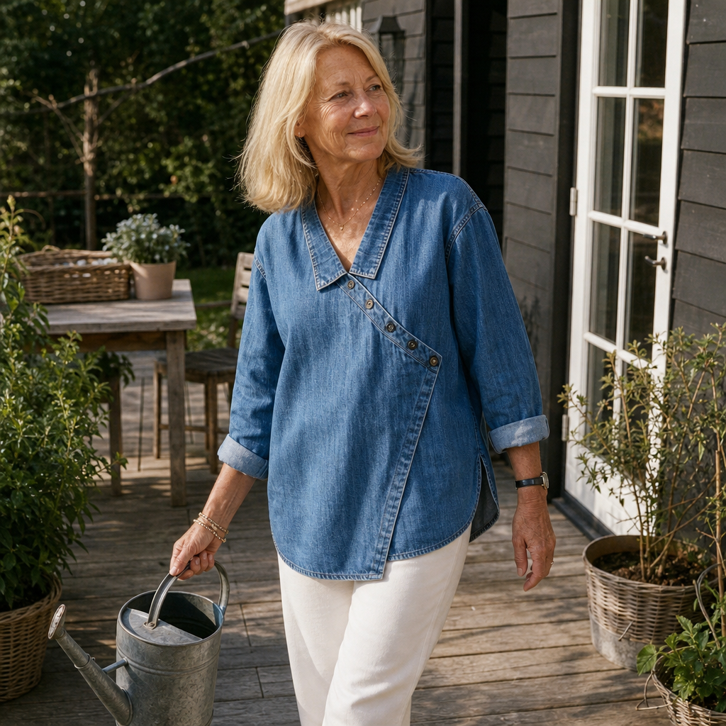Janke | Blouse met Schuine Knoopsluiting