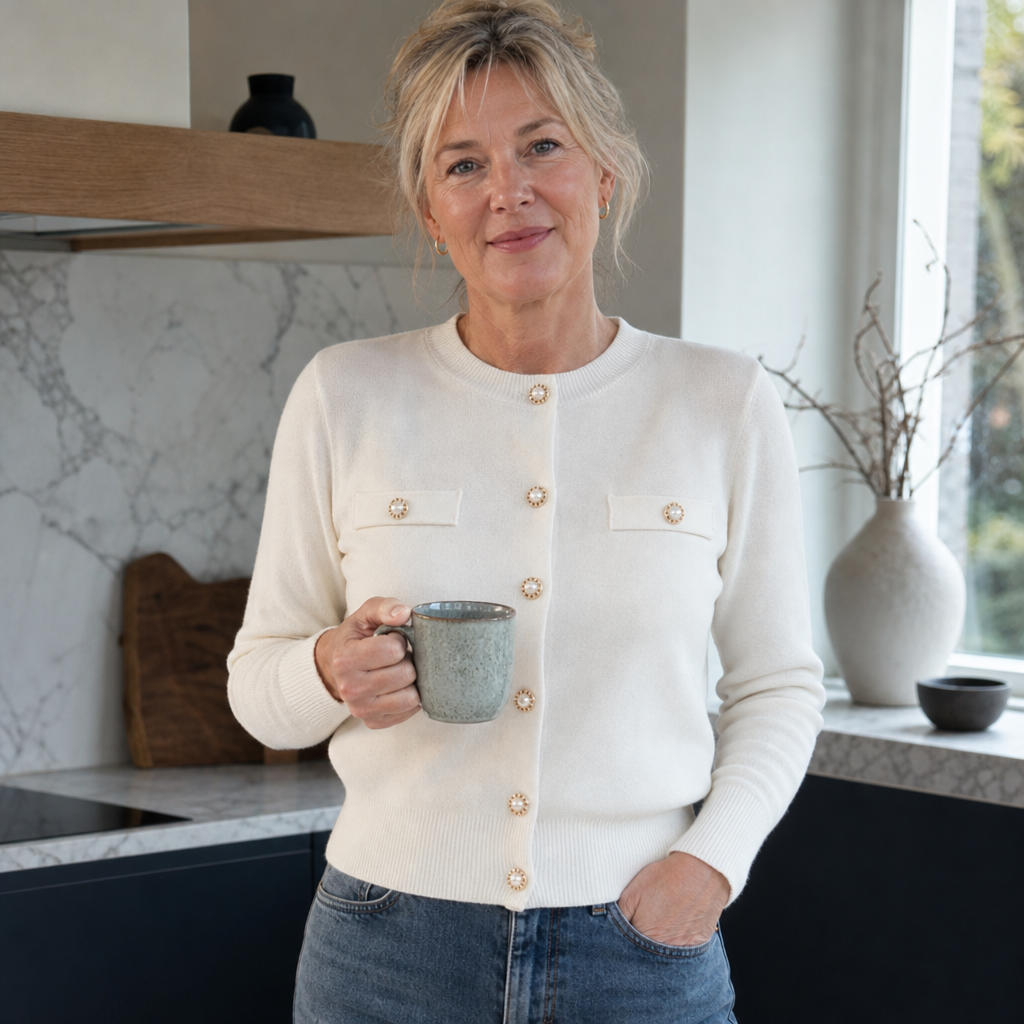 Aukje | Kort Vest met Sierknopen
