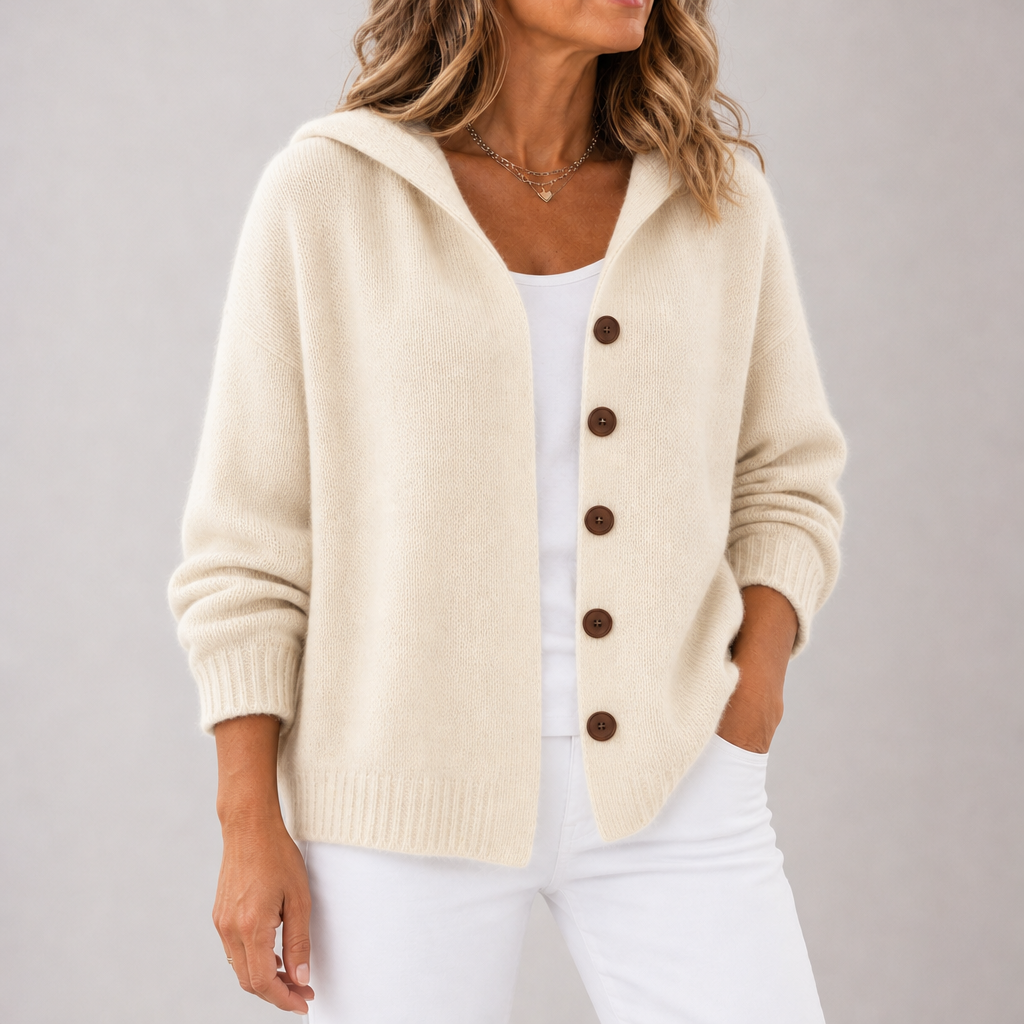 Jildou | Vest met Capuchon en Knopen