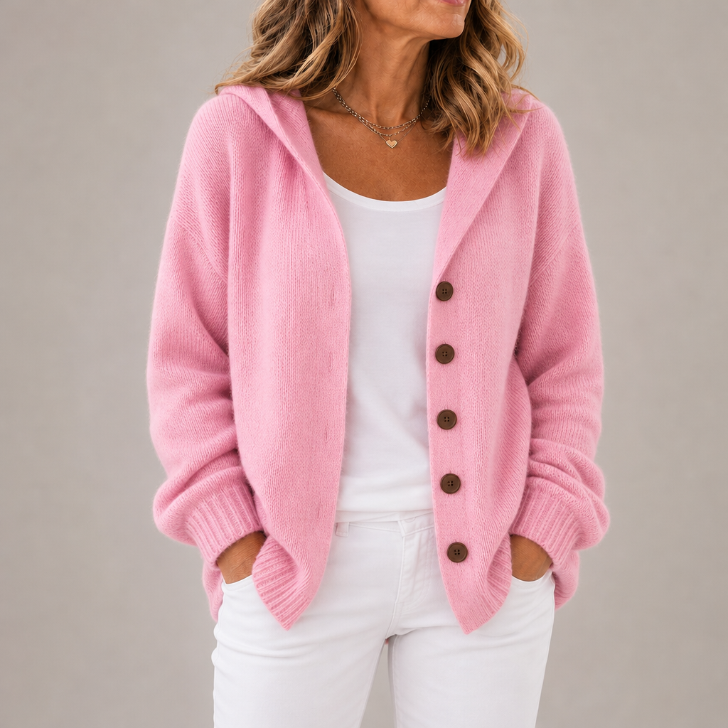 Jildou | Vest met Capuchon en Knopen