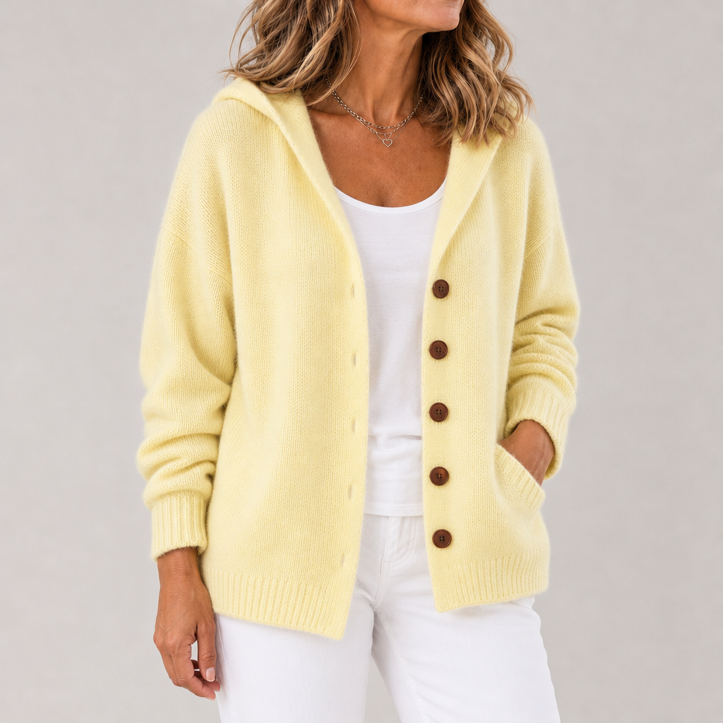 Jildou | Vest met Capuchon en Knopen
