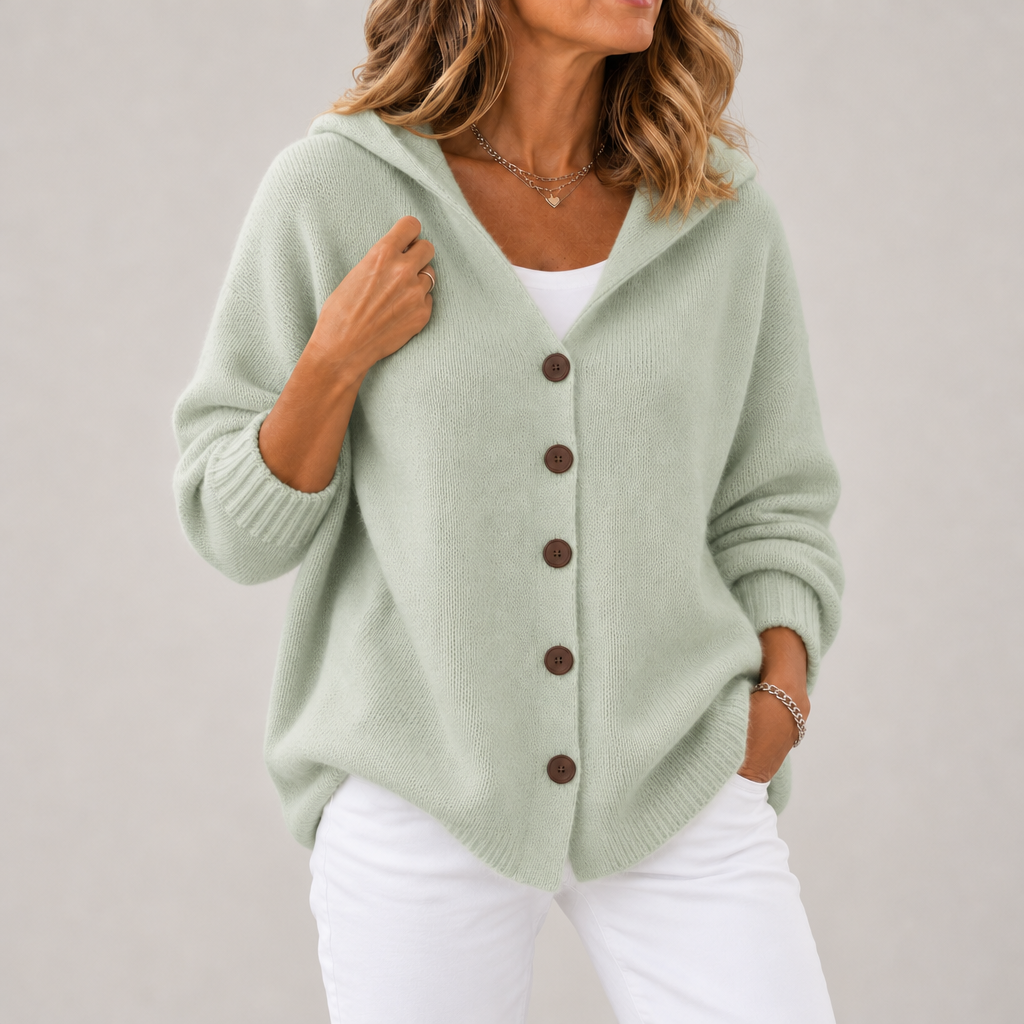 Jildou | Vest met Capuchon en Knopen