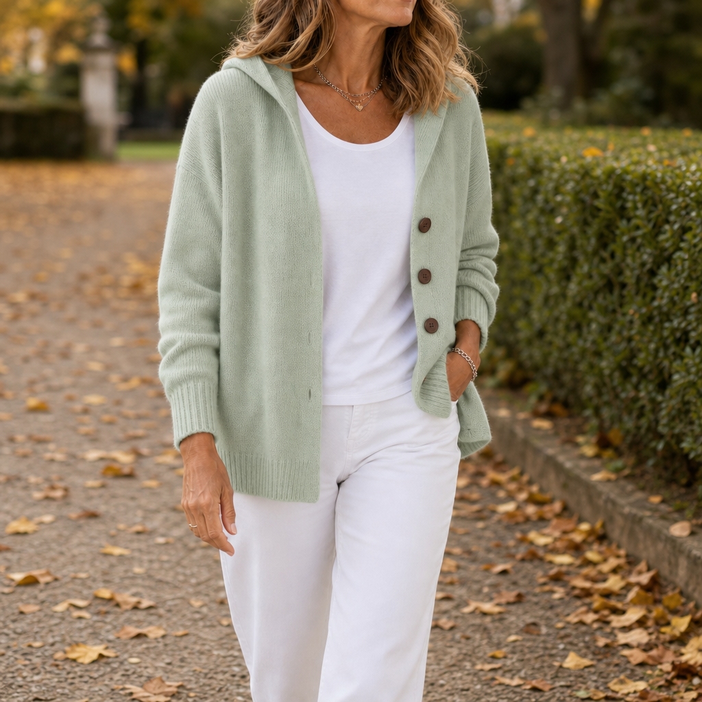 Jildou | Vest met Capuchon en Knopen