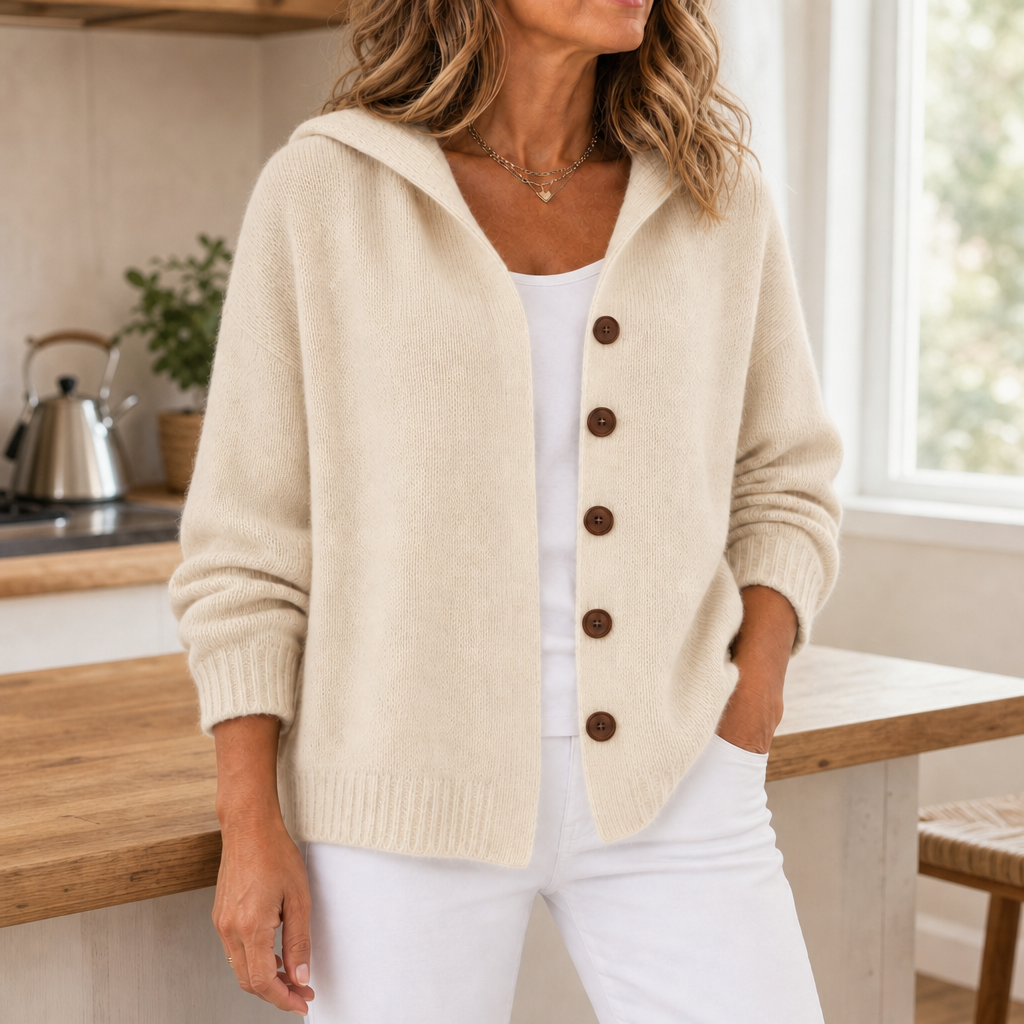 Jildou | Vest met Capuchon en Knopen