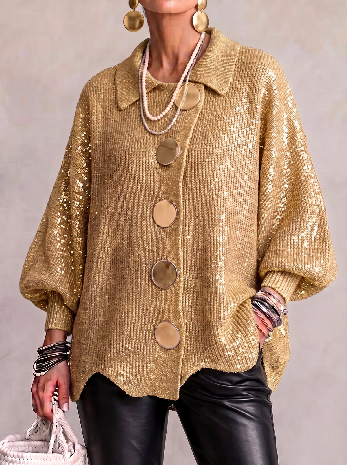Geertje | Oversized Vest met Grote Knopen