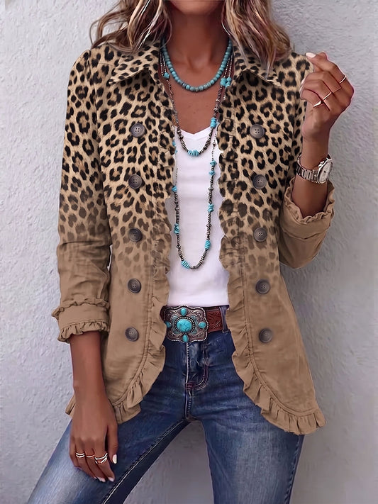Tawny | Vintage Luipaard Jasje met Ruches