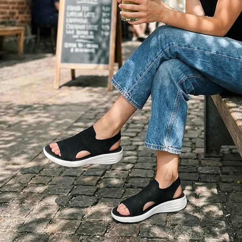 Sanne | Sandalen met platform, van ademend materiaal voor dames